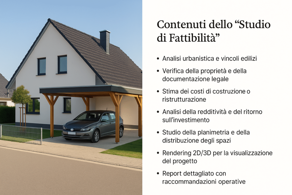 Analisi completa di fattibilità immobiliare con report dettagliato e rendering 3D